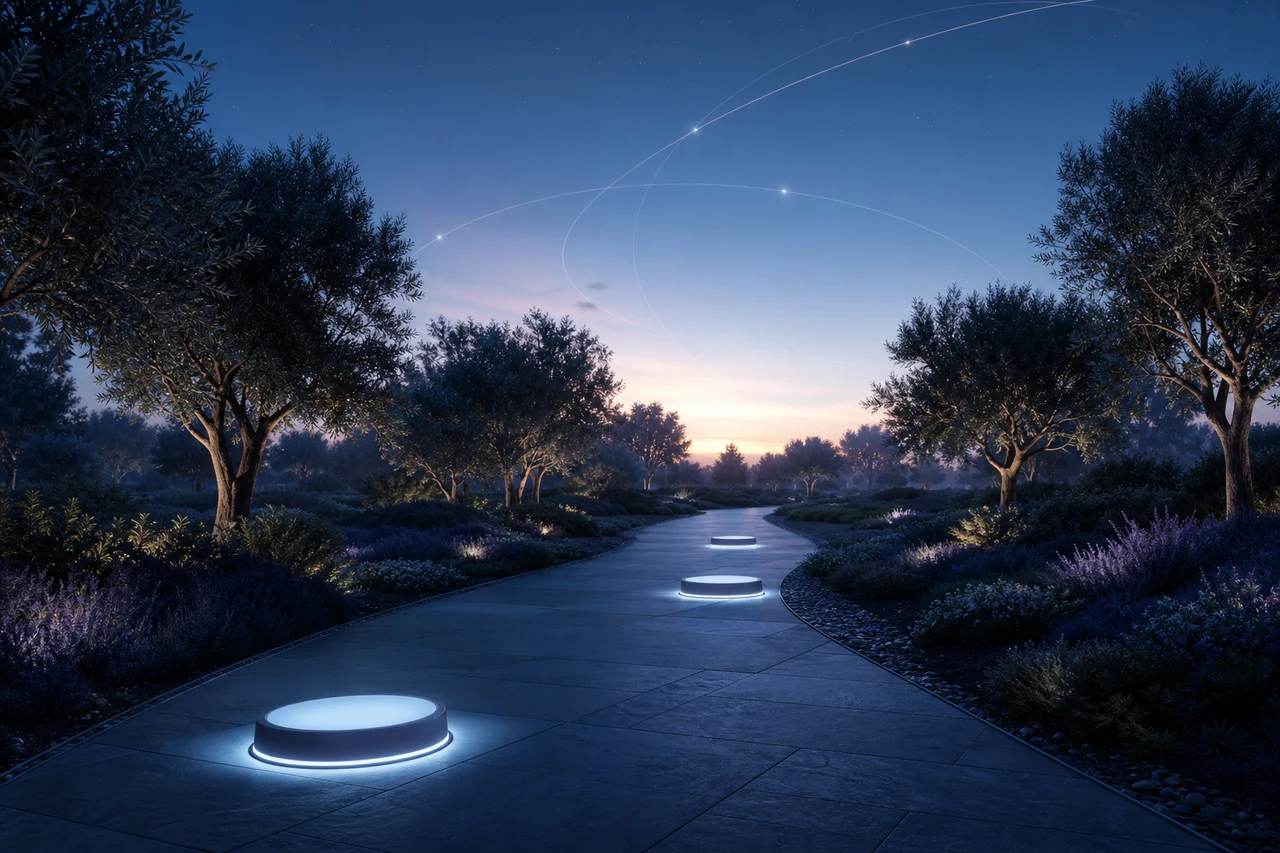 A clear illuminated path at dawn representing responsible choices and boundaries.