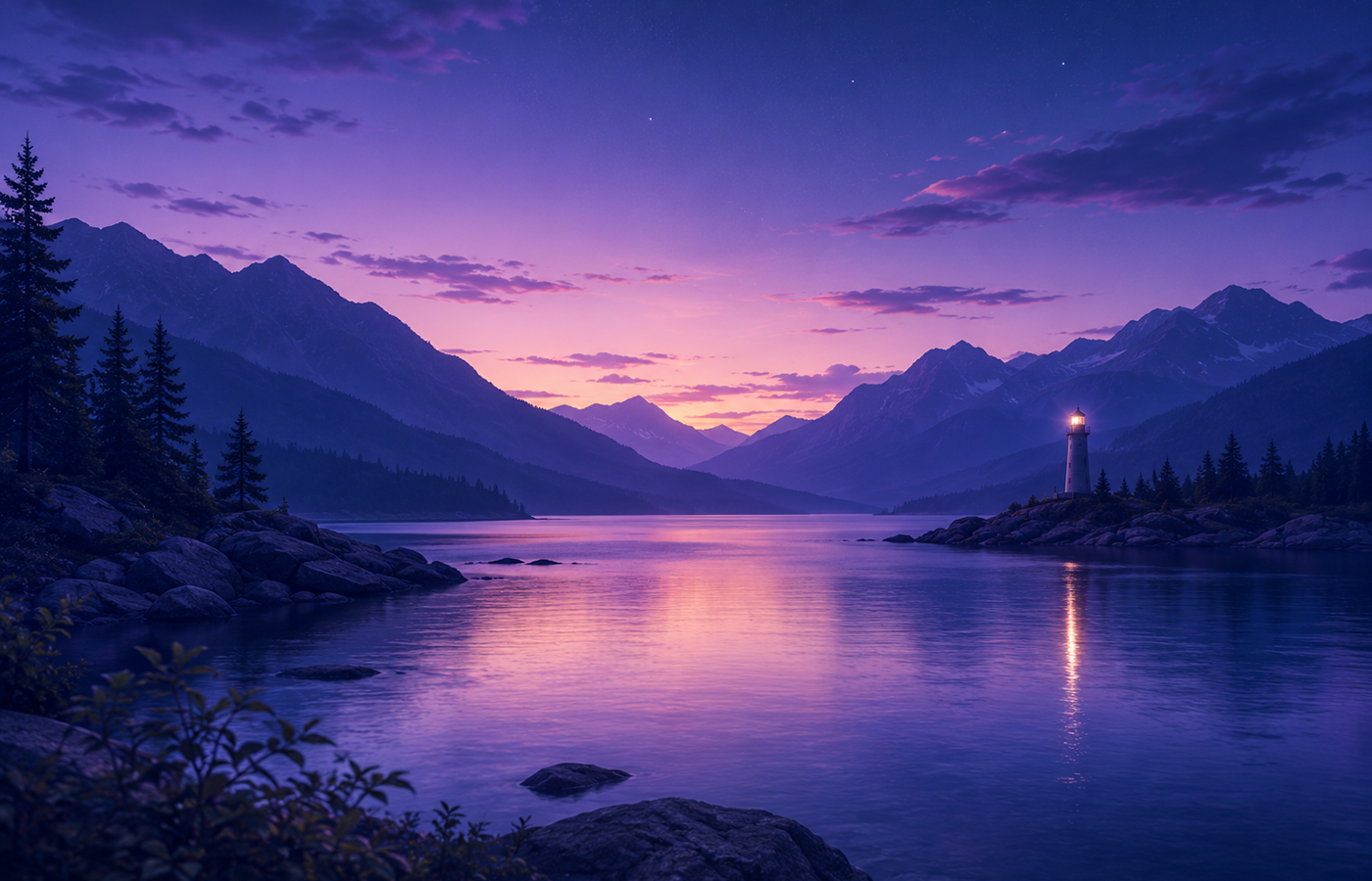 A calm purple lake at dusk used as a visual metaphor for trust and support.